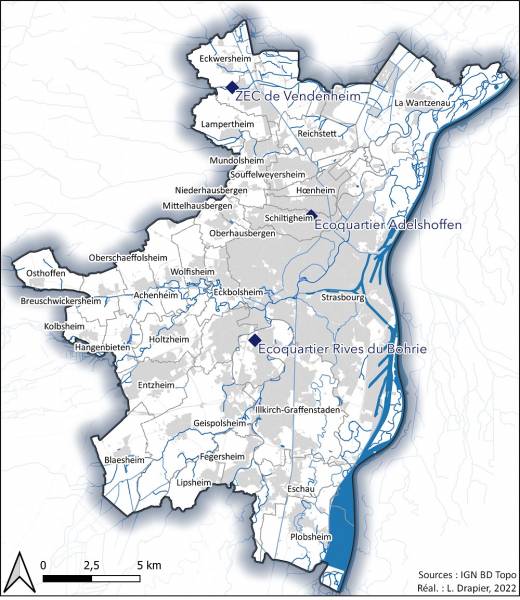 carte des cas d'étude